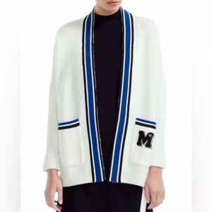 Maje Millenium Embroidered Logo-Letter Wool blend Cardigan